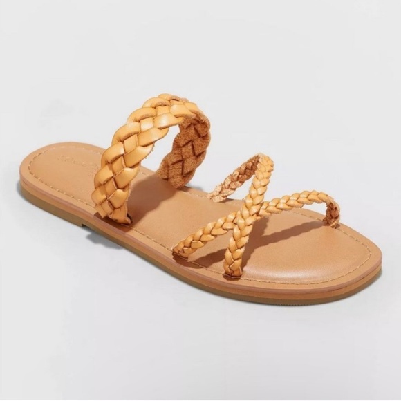 Women's Hilda Braided Strappy Footbed Sandals - Universal Thread, Cognac - Picture 1 of 4